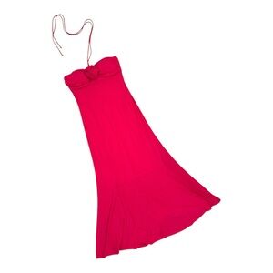 CC5 Pink Halter maxi dress with flower detail size medium